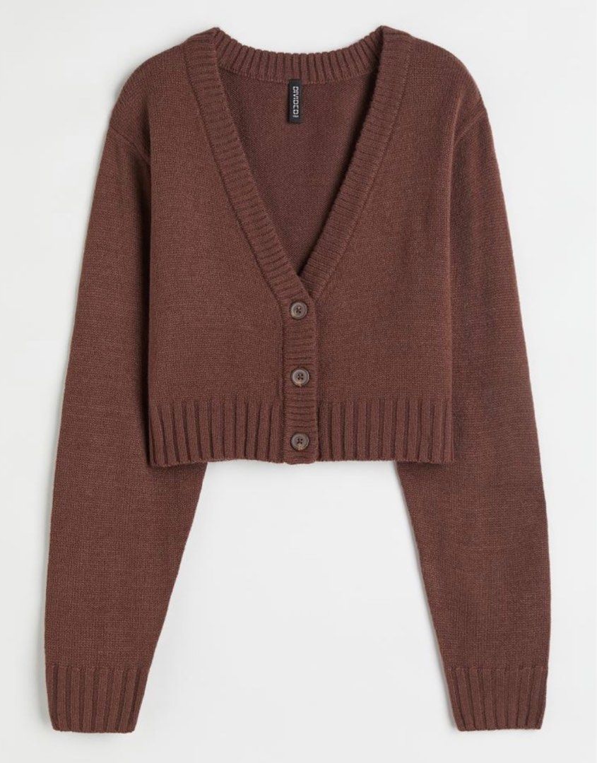 hu0026m brown cropped cardigan, Women's Fashion, Tops, Longsleeves on Carousell