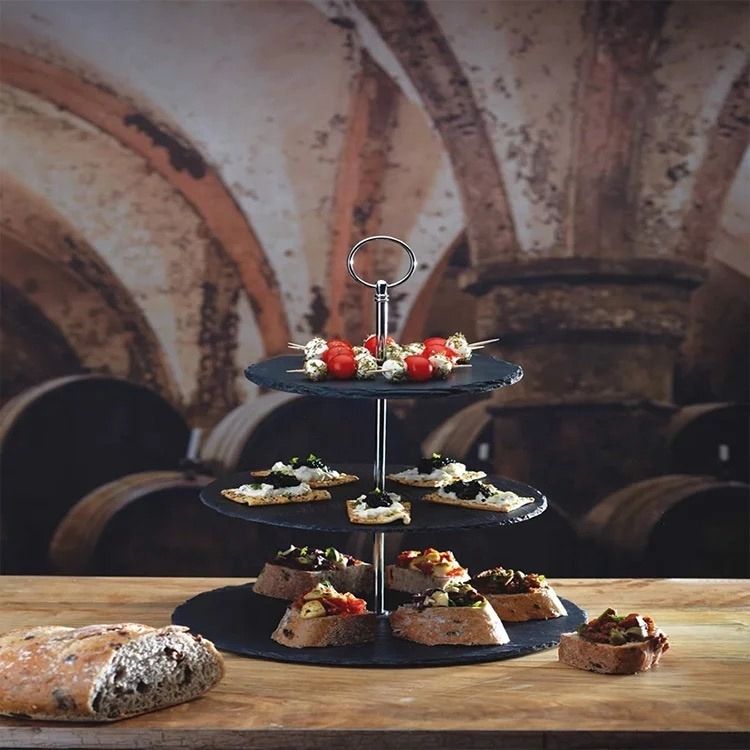 3 Tier Round Cake Stand Slate Food Display Stand Tiered Serving