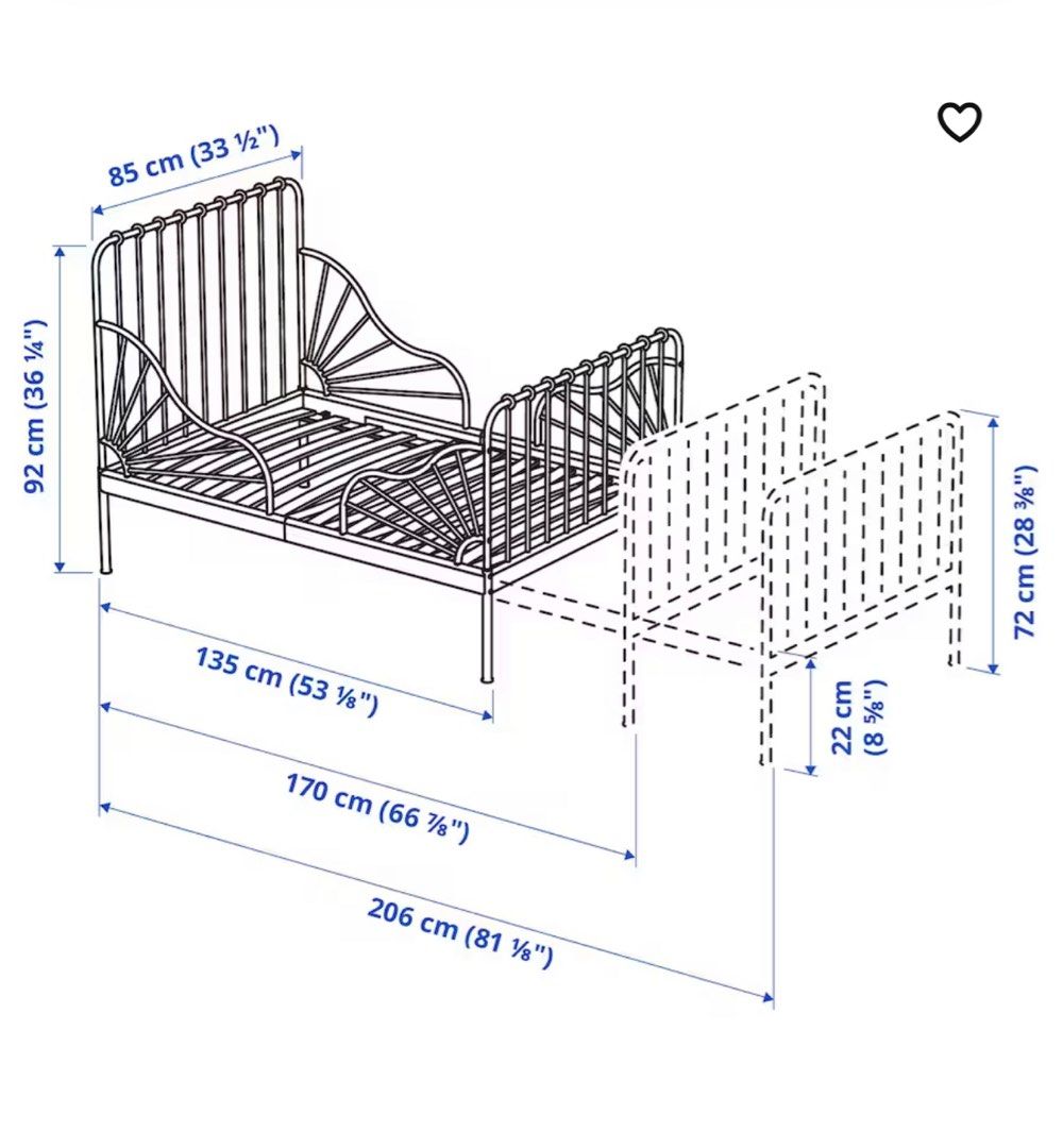 IKEA MINNEN KIDS EXTENDABLE BED with MATTRESS, Babies & Kids, Baby