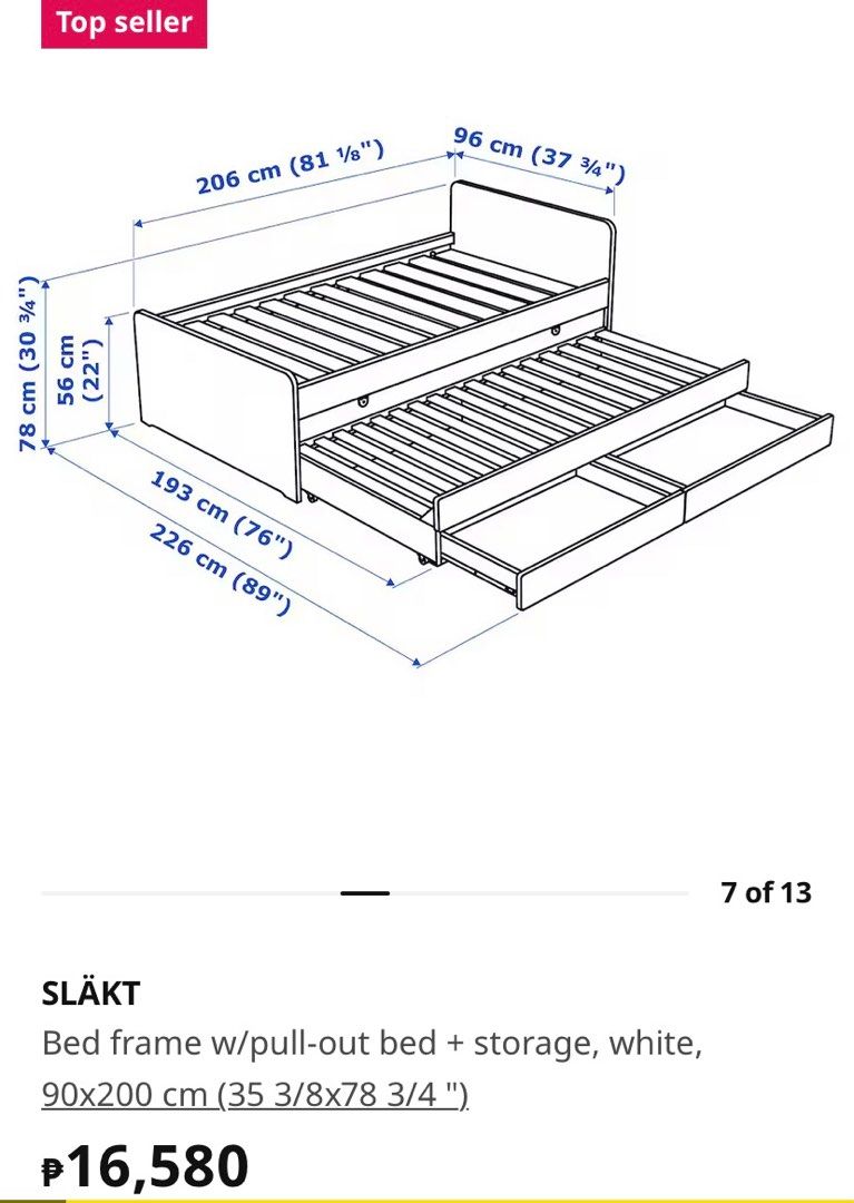 Ikea Single Bed with pull out bed and storage, Furniture & Home Living