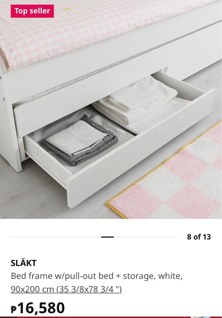 Ikea Single Bed with pull out bed and storage, Furniture & Home Living, Furniture, Bed Frames