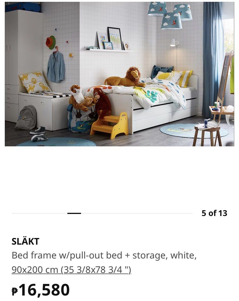Ikea Single Bed with pull out bed and storage, Furniture & Home Living, Furniture, Bed Frames