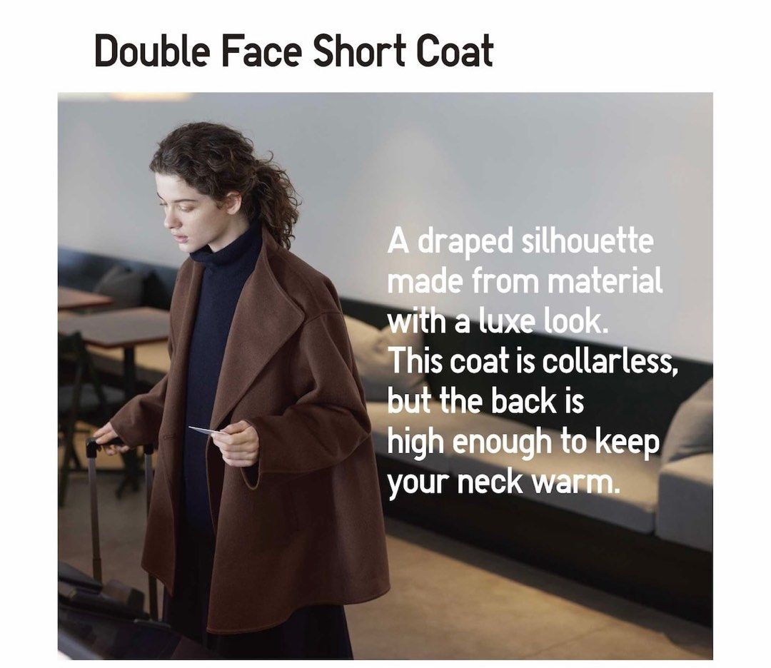 Uniqlo double clearance face collarless coat
