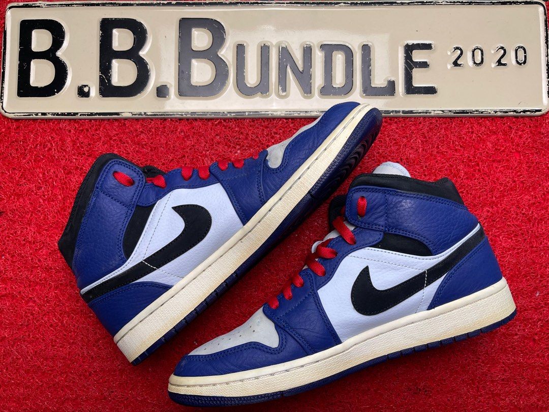 Jordan 1 Mid Deep Royal Blue Black Men s Fashion Footwear