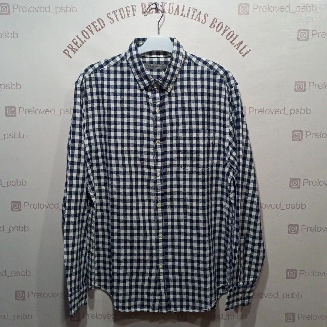 Kemeja flanel giordano sz L original pria, Fesyen Pria, Pakaian