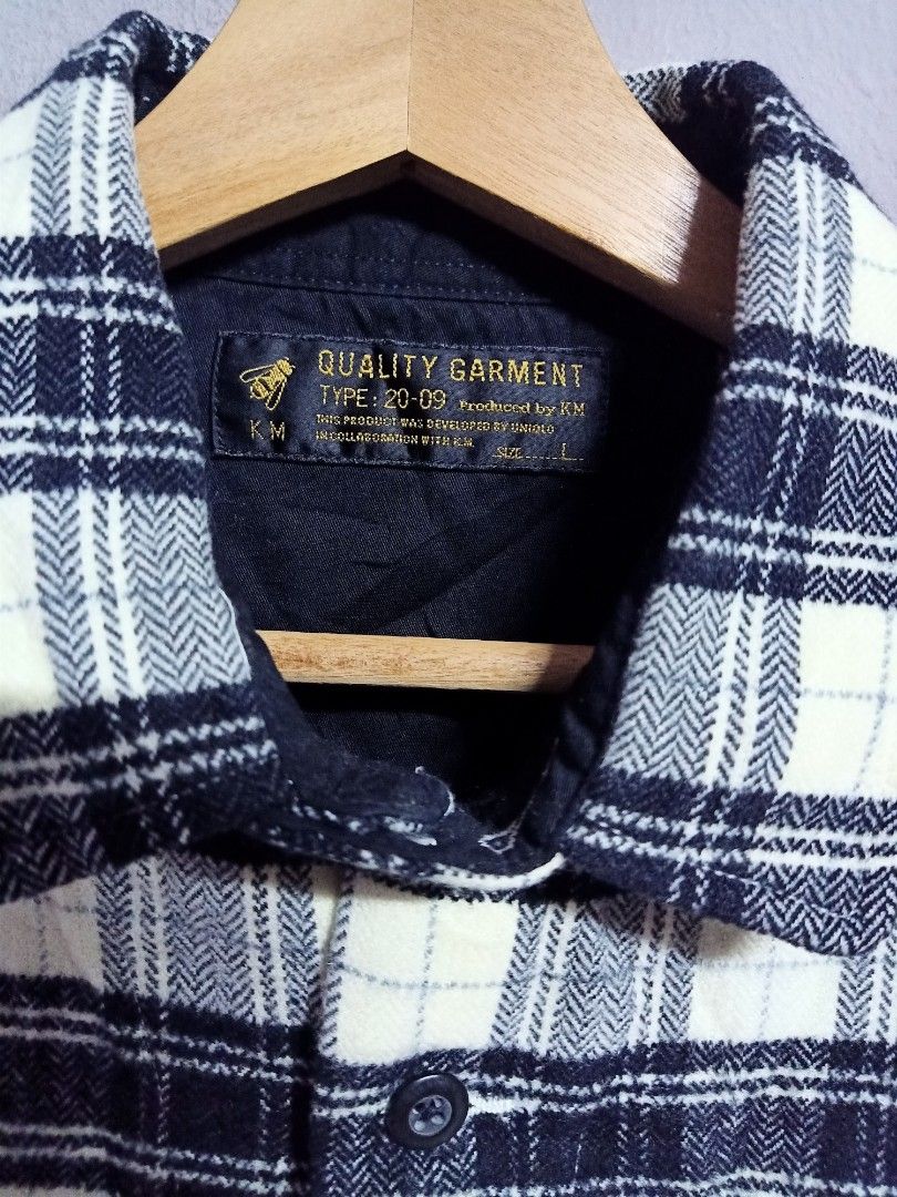 KM Japan Garment X Uniqlo Flannel shirt, Men's Fashion, Tops & Sets
