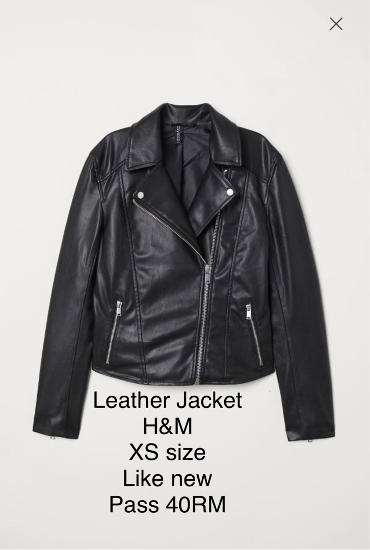 H and m discount black leather jacket