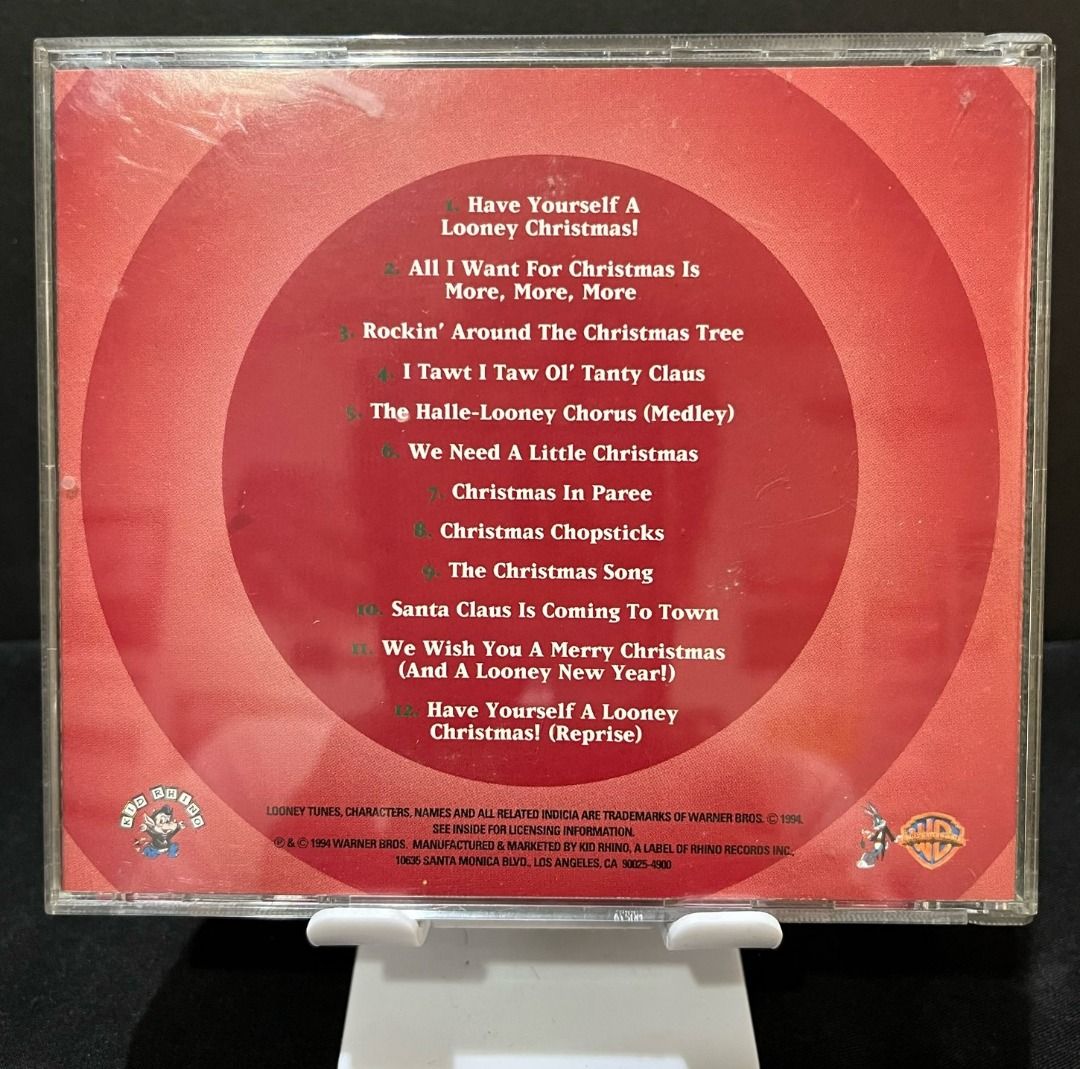 Looney Tunes Christmas CD (US-pressed) (Category: CDs & DVDs) located in Paranaque City. Submitted by jobatskifinds (Listing ID 1204064132, Image 2). Description: This CD was pressed in the US in 1994. It features the original voices of the Looney Tunes characters of Warner Bros, all of them singing Christmas tunes! I bought this CD locally before the year 2000. I think I only played this once or twice. After that it was just kept in a CD rack. A