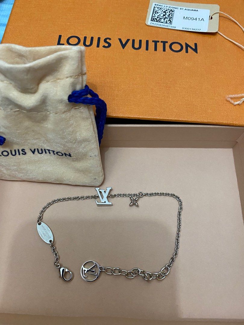 可收八達通”現貨Louis Vuitton Crystal Iconic Aquamarine Necklace, Bracelet 藍色水晶 Iconic頸鏈,手鏈, 名牌, 飾物及配件- Carousell