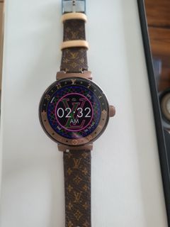 Louis Vuitton 41.5mm Stainless Steel and Lilac Swiss Quartz Tambour Watch Face