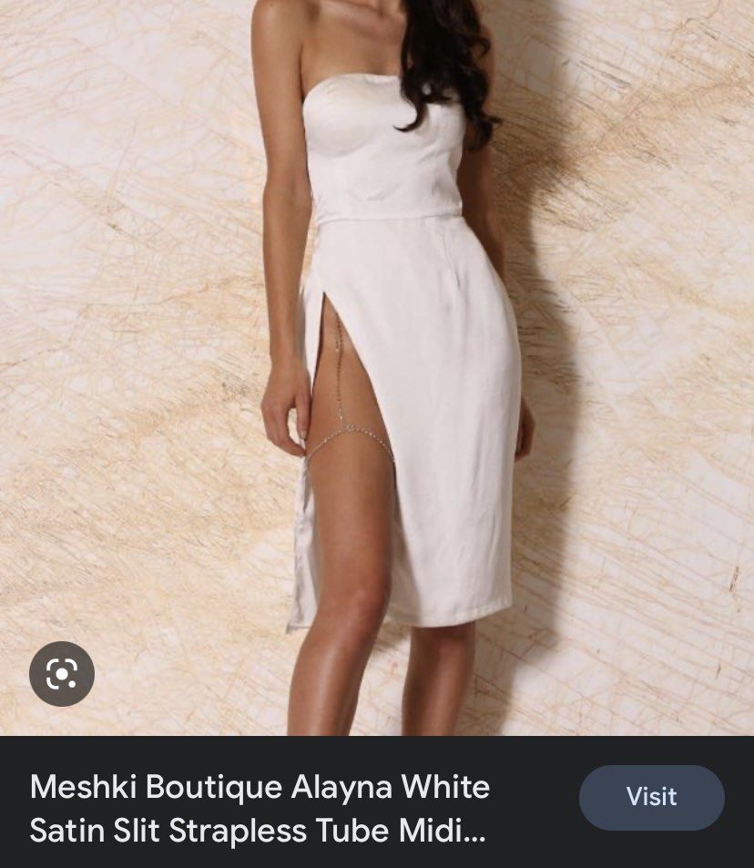Meshki boutique Alaynah white satin high slit dress