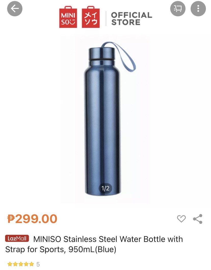 Miniso stainless water bottle, Furniture & Home Living, Kitchenware