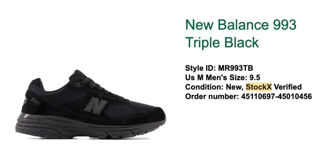 New Balance 993 Triple Black 993TB MR993TB Made in USA US 9.5, 男