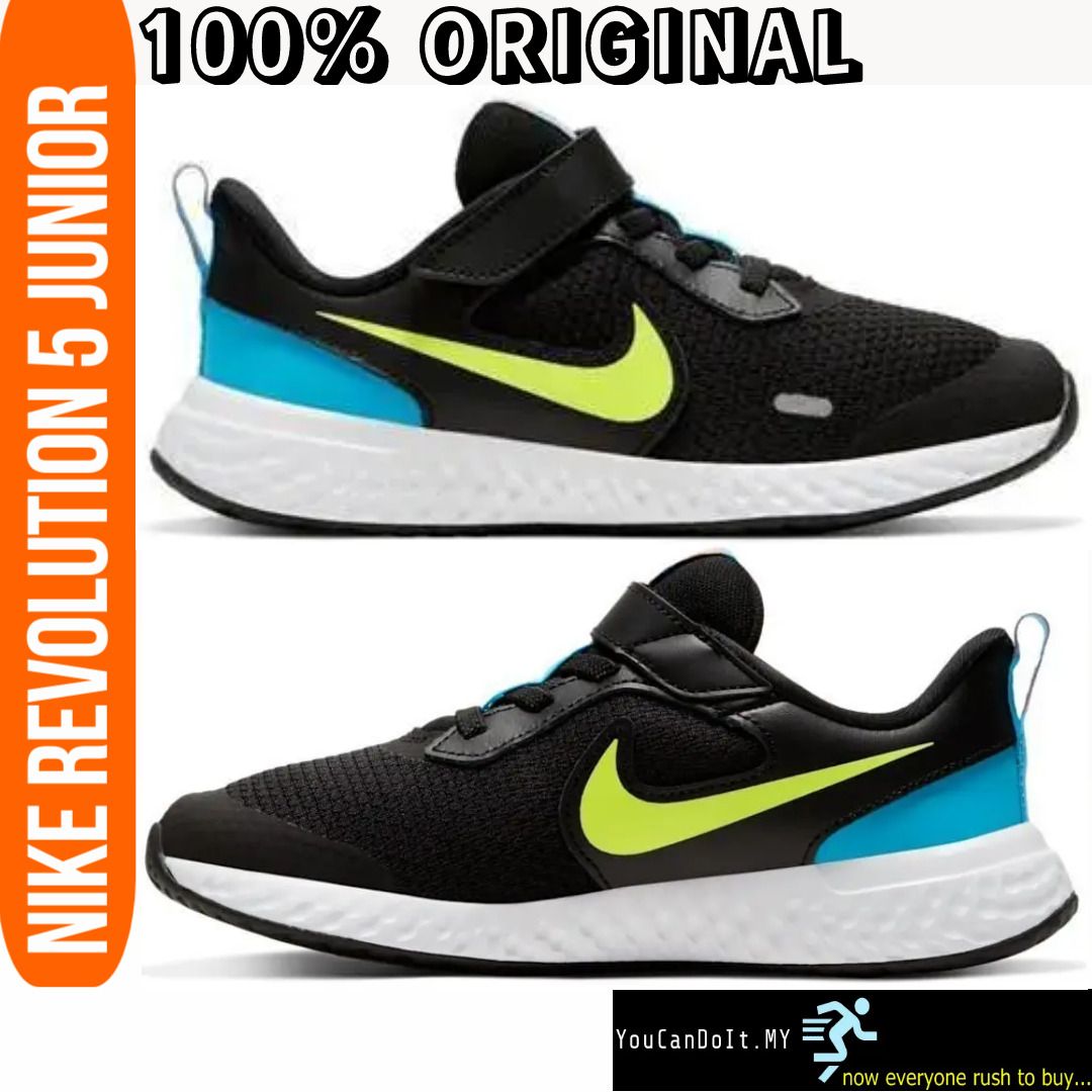 Nike Revolution 5 Junior Velcro Strap Kid Sports Shoe UK1.5 UK11.5