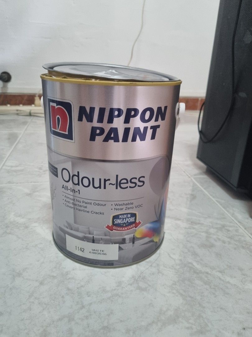 Nippon paint odourless all in 1 white paint, Furniture & Home Living