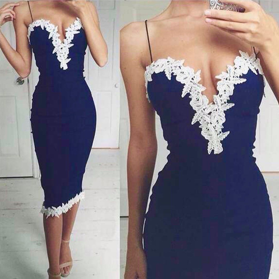 formal navy blue midi dress