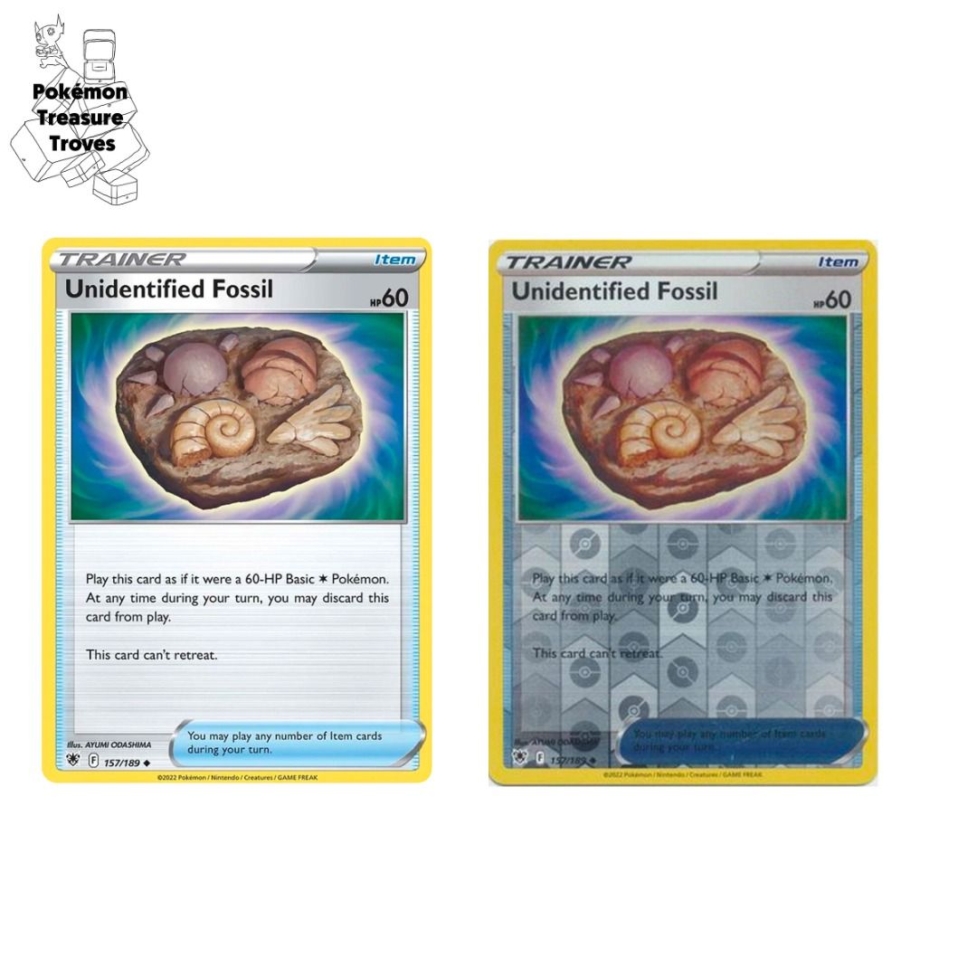 Pokemon Astral Radiance Trainer Unidentified Fossil Normal & Holo Card Set,  Hobbies & Toys, Toys & Games on Carousell