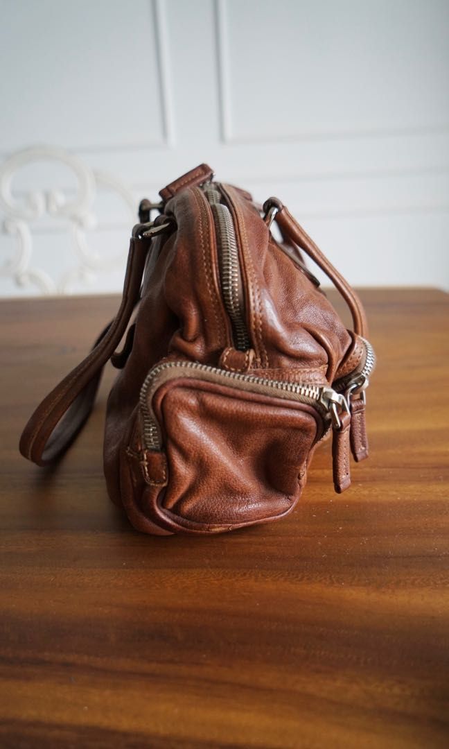 Prada Vintage Brown Boston Bag Leather, Women's Fashion, Bags