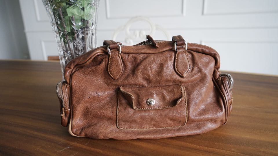 Prada Dark Brown Leather East West Boston Shoulder Bag 14p5