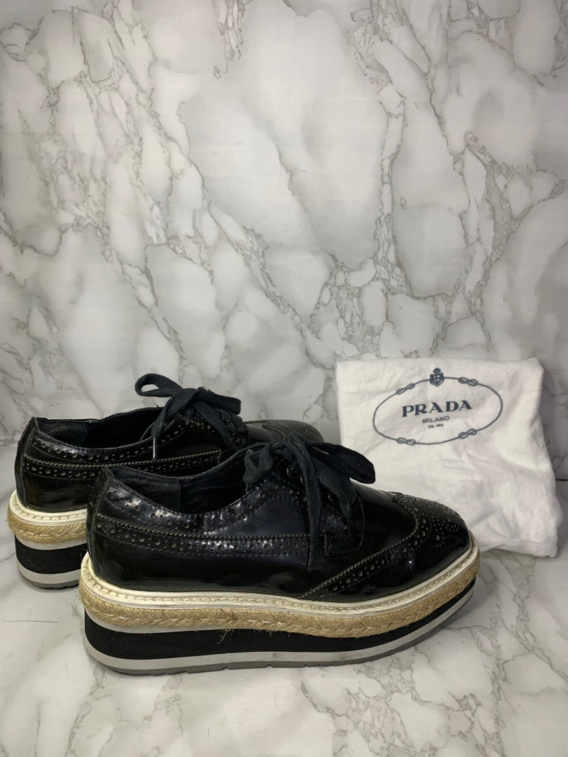 Prada Wingtip Brogue Platform Luxury Sneakers Footwear on