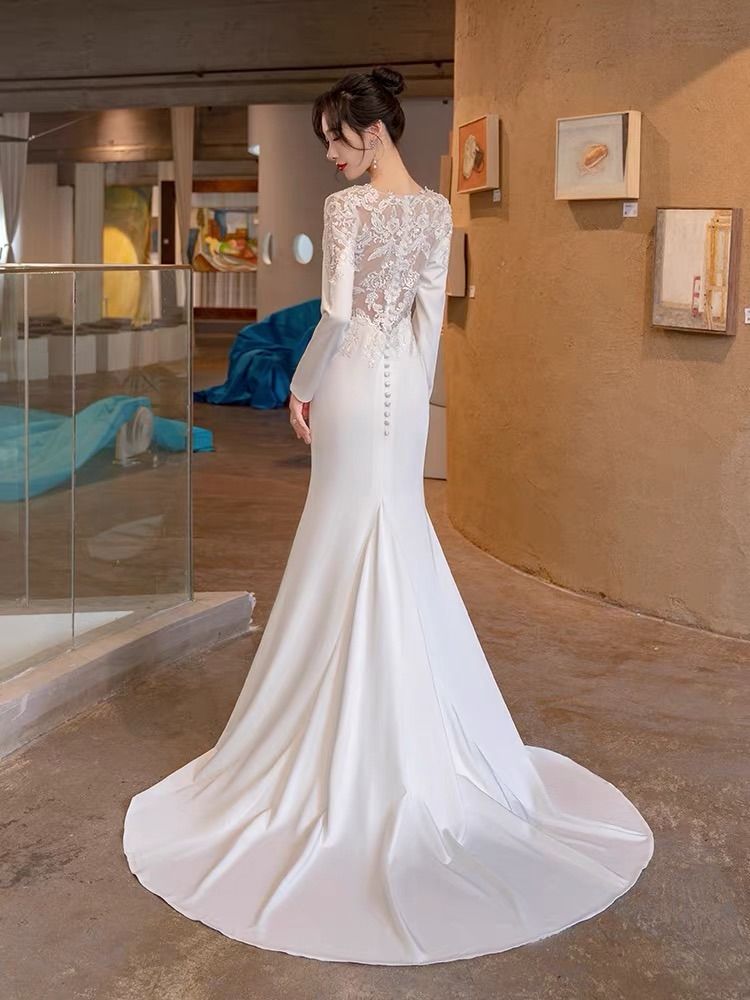 White long sleeve discount fit and flare dress