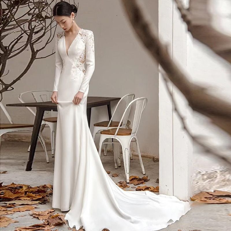 Long white fishtail dress shop
