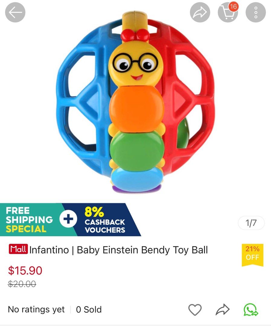 Baby einstein bendy outlet ball rattle toy