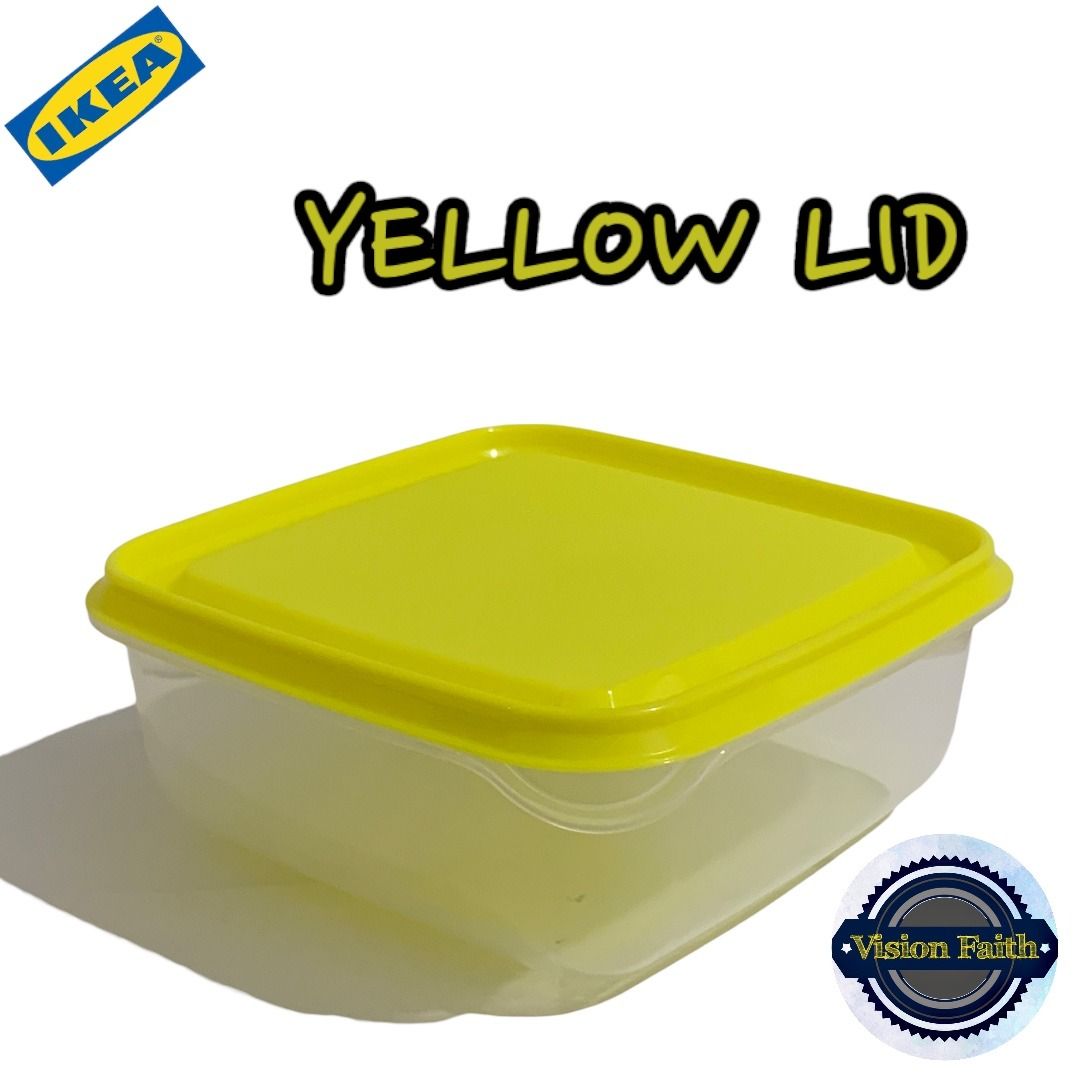PRUTA Food container, clear/yellow, 20 oz - IKEA