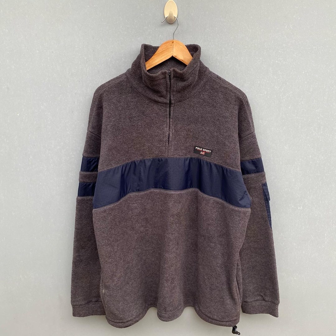 Ralph Lauren POLO SPORT Men's Fleece Jacket (Size XL) polyester black type Vintage Second Hand