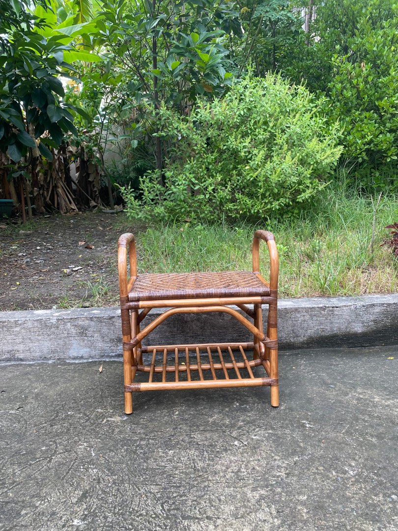 rattan side table / magazine rack, Furniture & Home Living, Home Decor