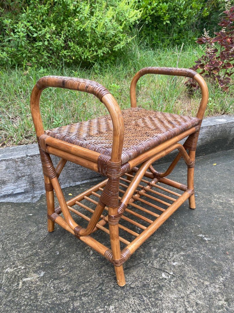 rattan side table / magazine rack, Furniture & Home Living, Home Decor