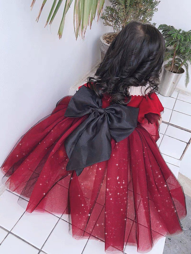 Red and black dress for baby girl outlet