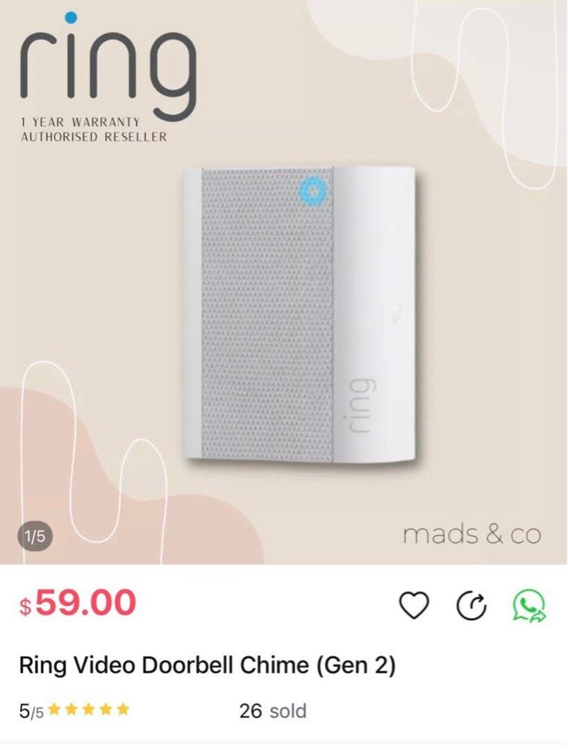 Ring Doorbell Chime, Furniture u0026 Home Living, Security u0026 Locks, Peephole  Viewers u0026 Doorbells on Carousell