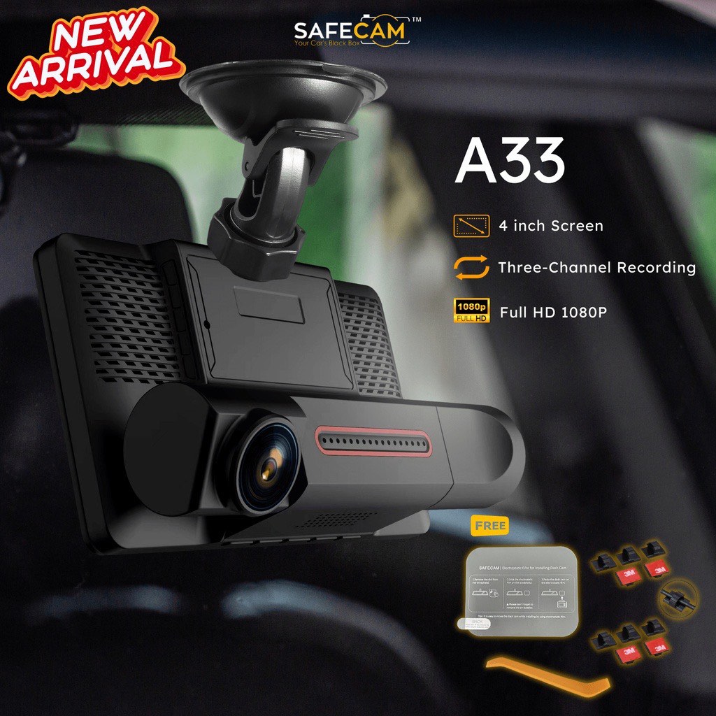 SAFECAM A33 3 Camera Dashcam Triple Lens, Auto Accessories on Carousell