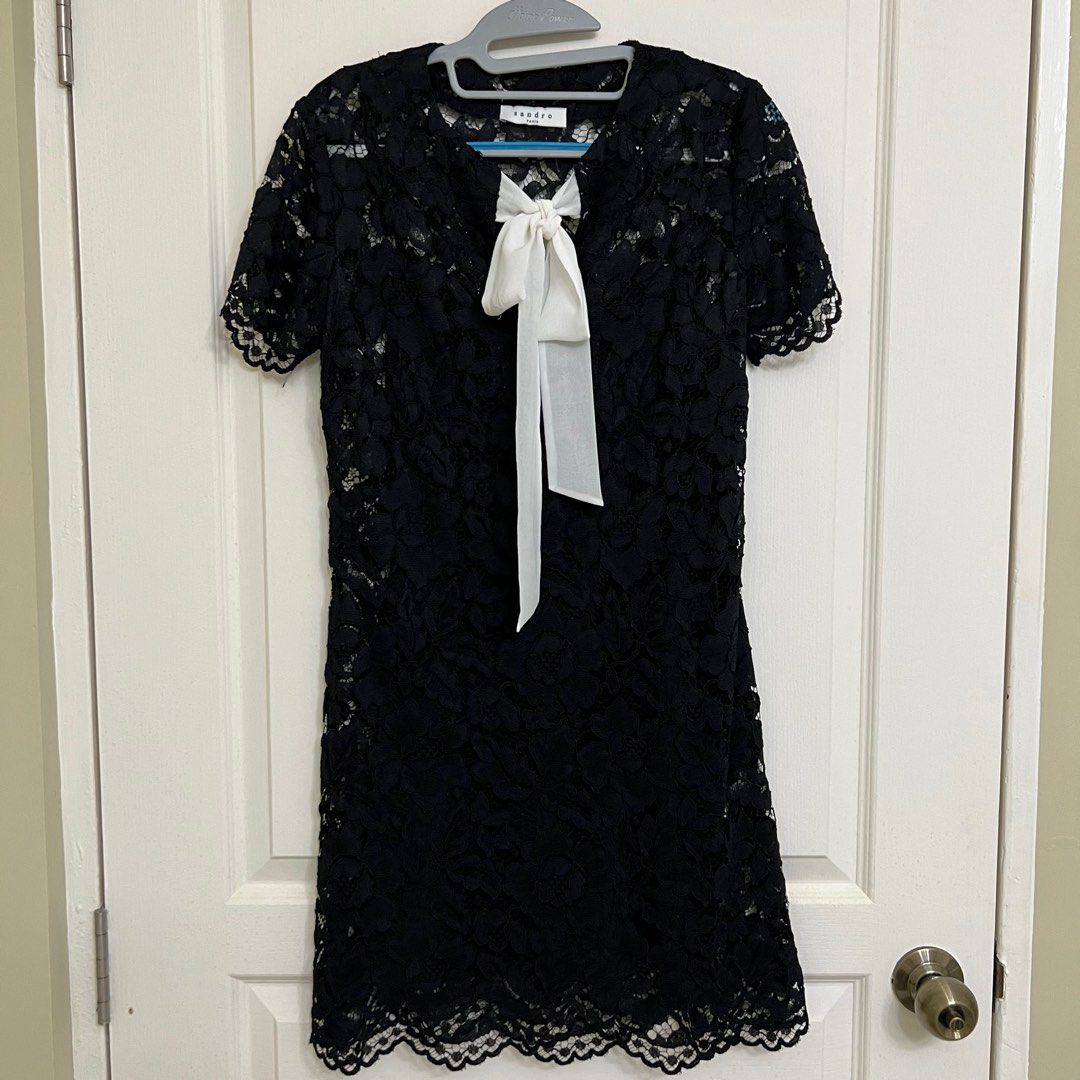 Sandro ribbon Black Lace Dress, Women's Fashion, Dresses & Sets, Dresses on  Carousell
