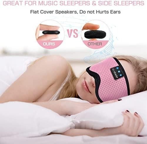 Sleep Headphones LC dolida Bluetooth Sleep Mask Headphones for Sleeping Ice Silk Sleep Mask for Women w Thin Stereo Speakers Long Time Playing Music Headset Sleeping Headphones for Side Sleepers Audio...