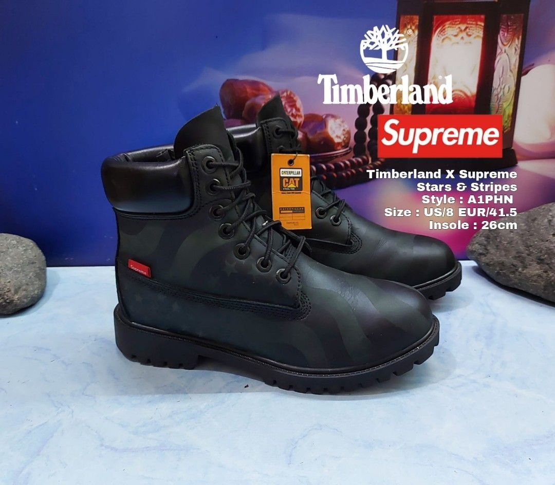 Timberland A1PHN Top Grade Boots X Supreme Stars Stripes Black