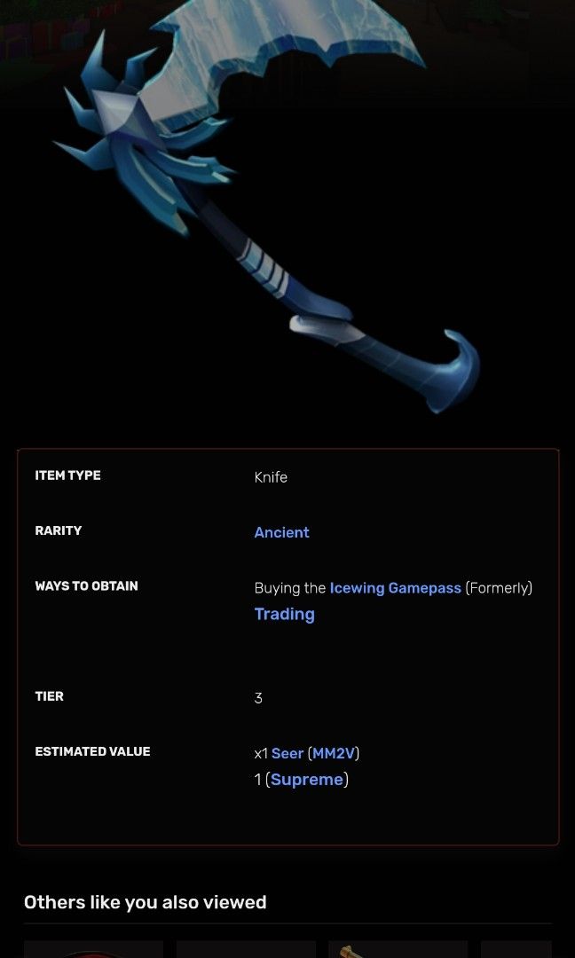 Trading ICEWING (Ancient) (worth 2.499ROBUX) for 90 robux., Video Gaming,  Video Games, Others on Carousell