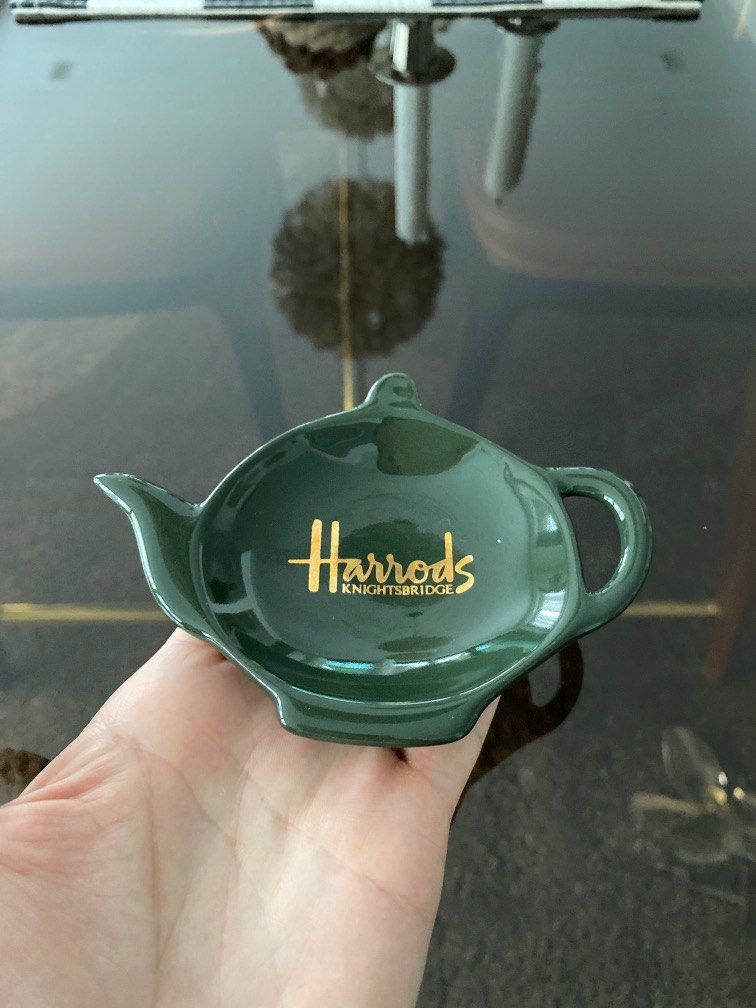 Vintage Harrods dark green tea bag holder, Hobbies & Toys, Collectibles