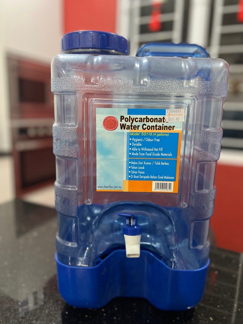 Water container & dispenser (Polycarbonate) 4 gallons, Furniture & Home
