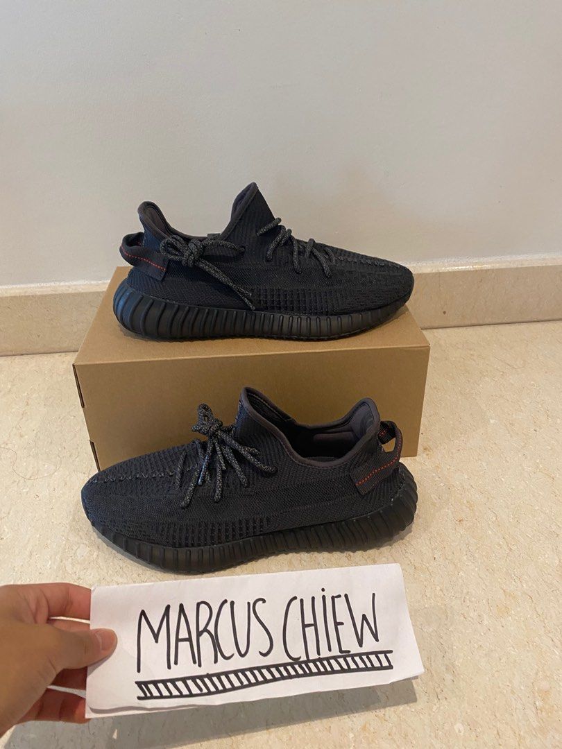 Yeezy 350 v2 discount black reflective laces