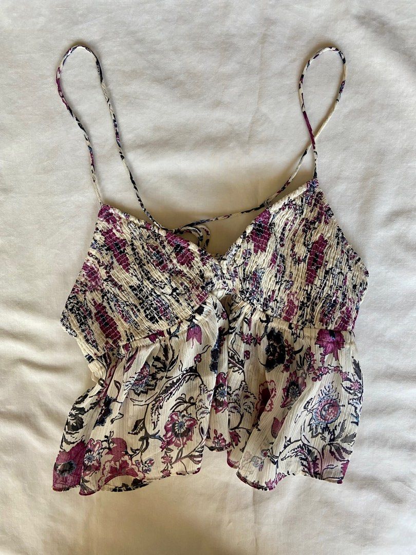 Zara printed top with metallic thread