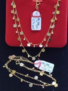 18K Saudi Gold charms  necklace and bracelet
