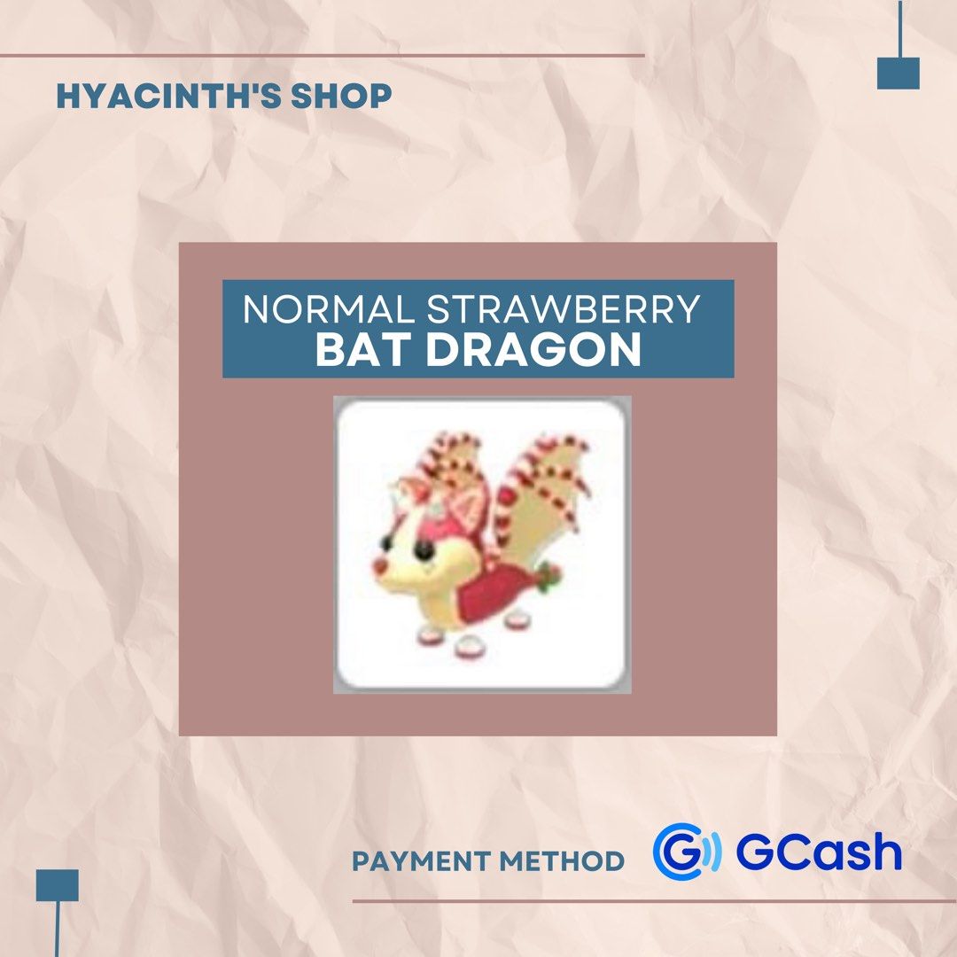 Adopt Me Normal Strawberry Shortcake Bat Dragon, Hobbies & Toys, Toys