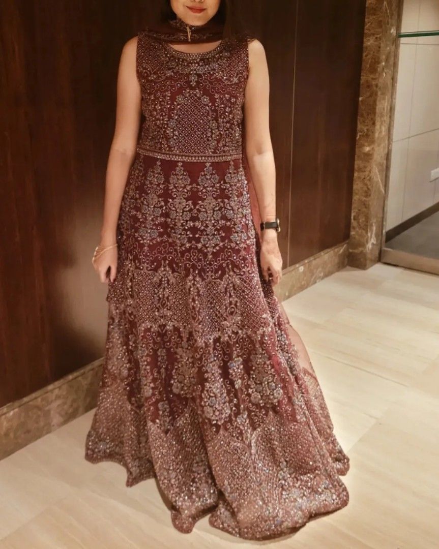 Maroon ethnic gown outlet