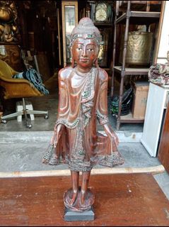 Antique Burmese Wooden Standing Buddha