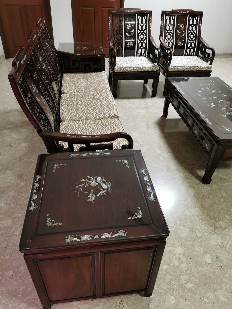 Antique Chinese Rosewood sofa set, Furniture & Home Living, Furniture