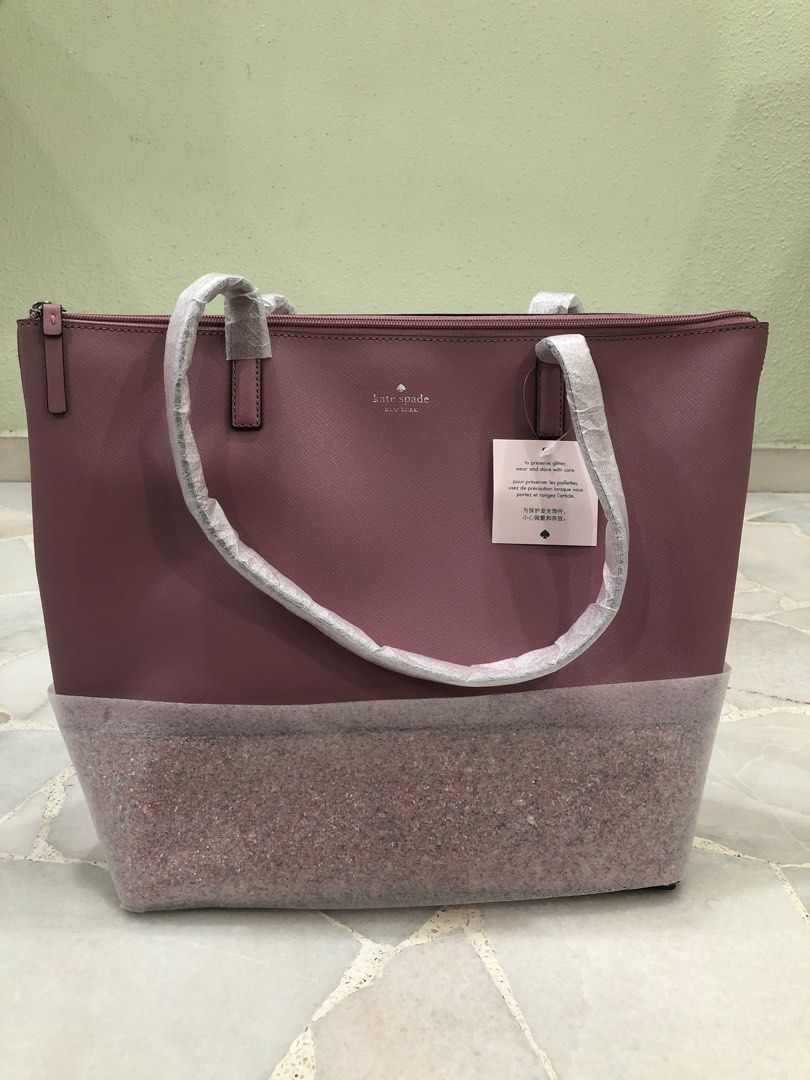 Kate spade greta court penny glitter large top zip tote pink glitter new arrivals