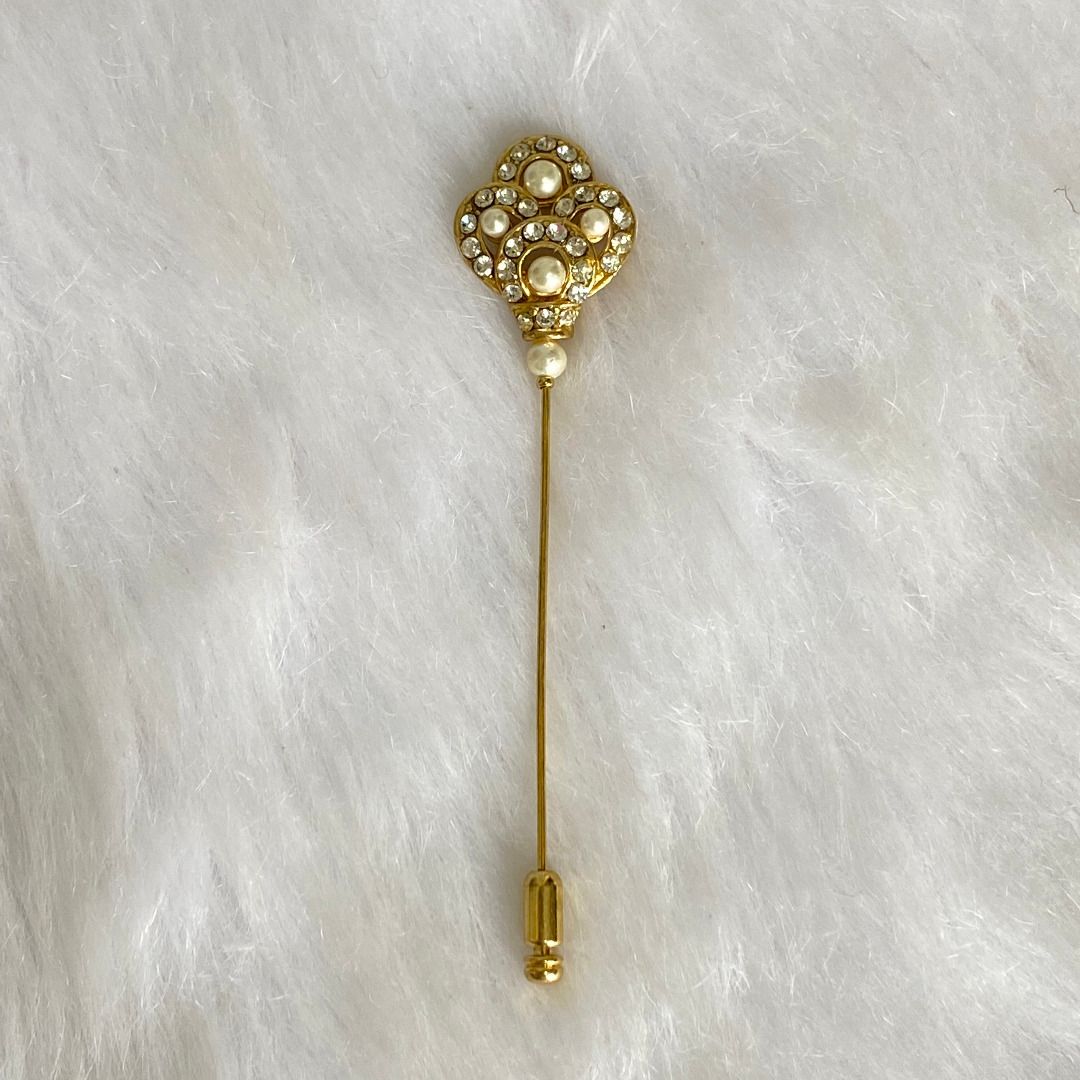 Avon Vintage Gold Pearl Stick Pin Brooch, Women's Fashion, Jewelry