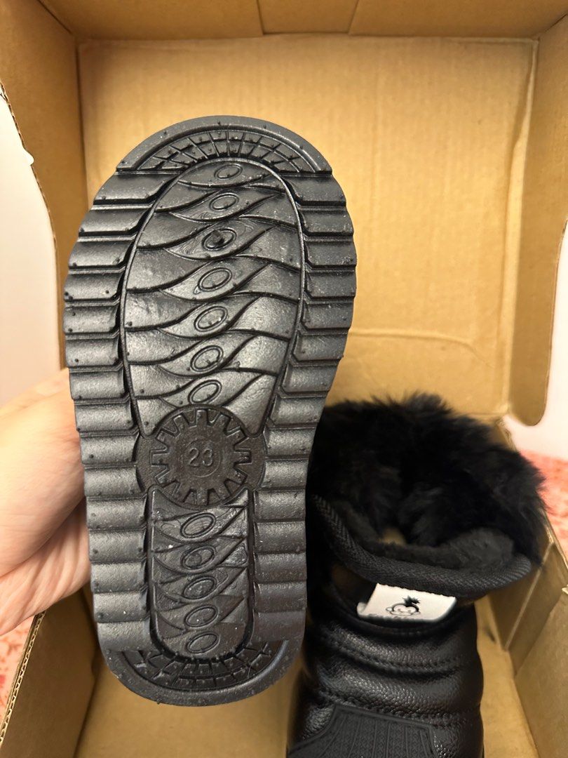 Baby Boy Toddler Winter Boots Black Winter Furry lined Shoes